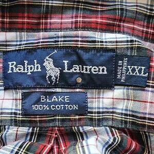 Ralph Lauren Custom Fit Blake Long Sleeve Plaid Check XXL Blue Pony Polo